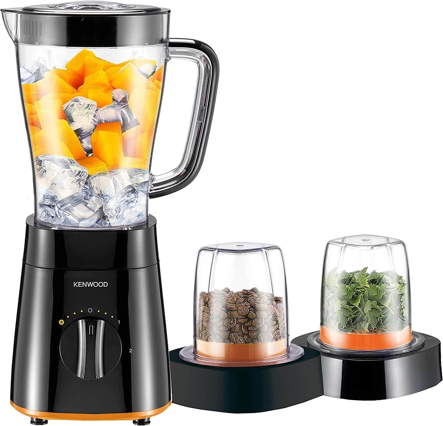 Kenwood Belnder Smoothie Maker BLP16.360 500W 1.5L Juicing Bowl 2L in General With Grinder Mill, Chopper Mill, 2 Speed + Pluse Function, Ice Crush Function, Black