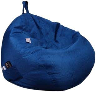 Large Linen Bean Bag Chair with Side Pocket - Blue - Lightweight & Washable - X-Large
