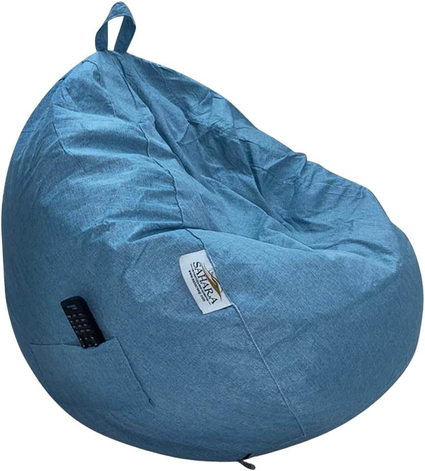 Generic Compact Baby Blue Linen Bean Bag Chair (50x90 cm)