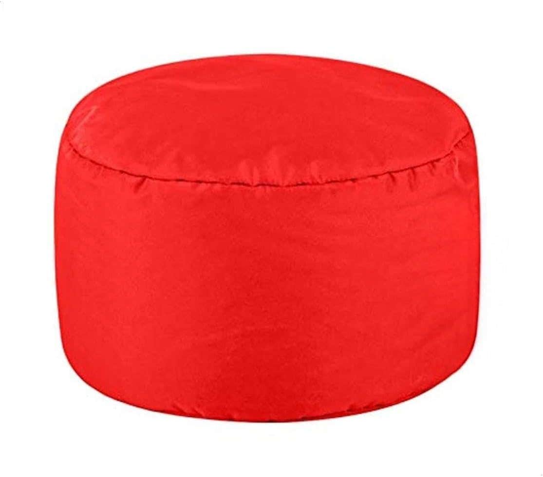 Modern Arabic Round Floor Pouf - Orange Fabric Beanbag - Lightweight & Durable