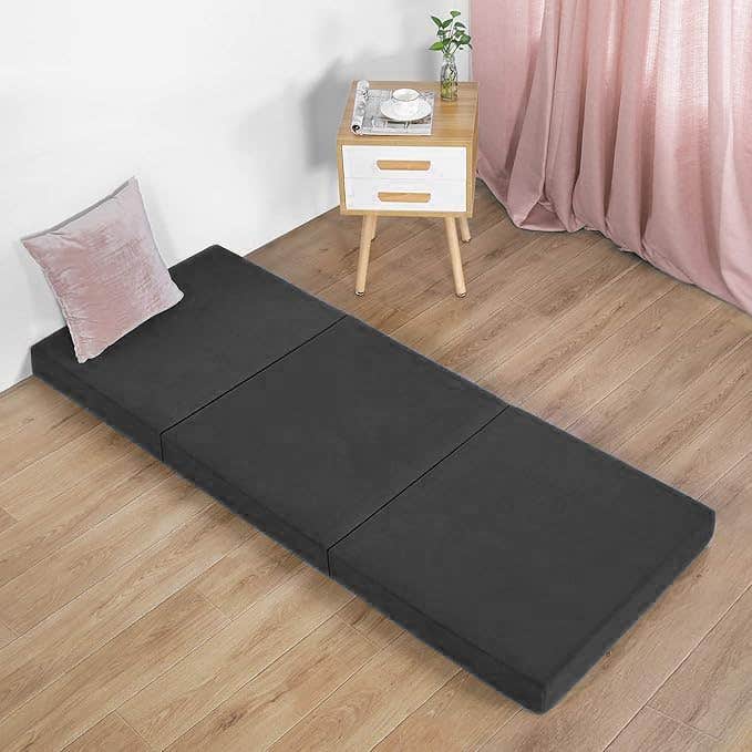 Sahara Foldable Mattress - Lightweight 3-Panel Design | Portable Guest Bed - Foam Material, Black, 180x60x10 cm