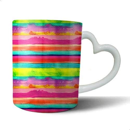 Bit Hosny Ceramic Heart Hand Mug - Multi Color - Dishwasher & Microwave Safe