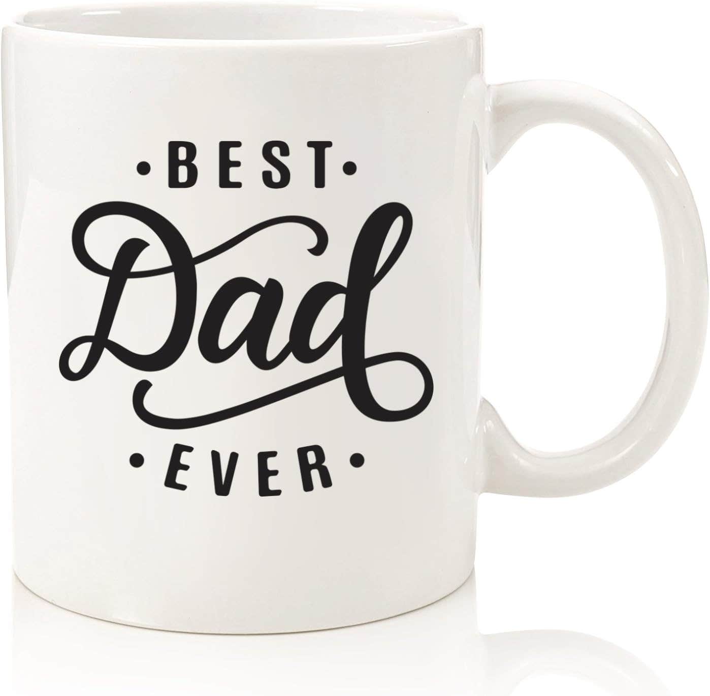 Wittsy Best Dad Ever Coffee Mug - White Ceramic 11oz - Birthday Gift for Dad, Husband - Dishwasher & Microwave Safe