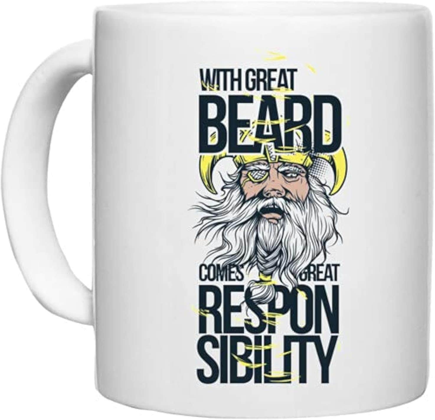 UDNAG White Ceramic Coffee Mug - Vikings Design | 350ml Capacity