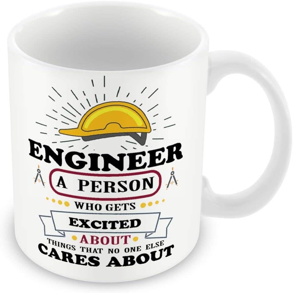 MUGGZ Engineer Joke Ceramic Mug - 10oz, Lightweight White Mug