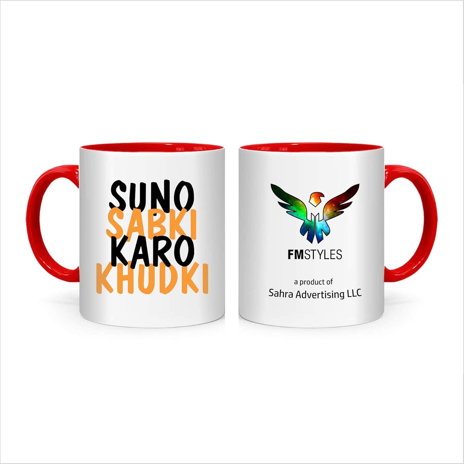 FMstyles Ceramic Mug - Red Suno Sabki Karo Khudki - 283g Capacity