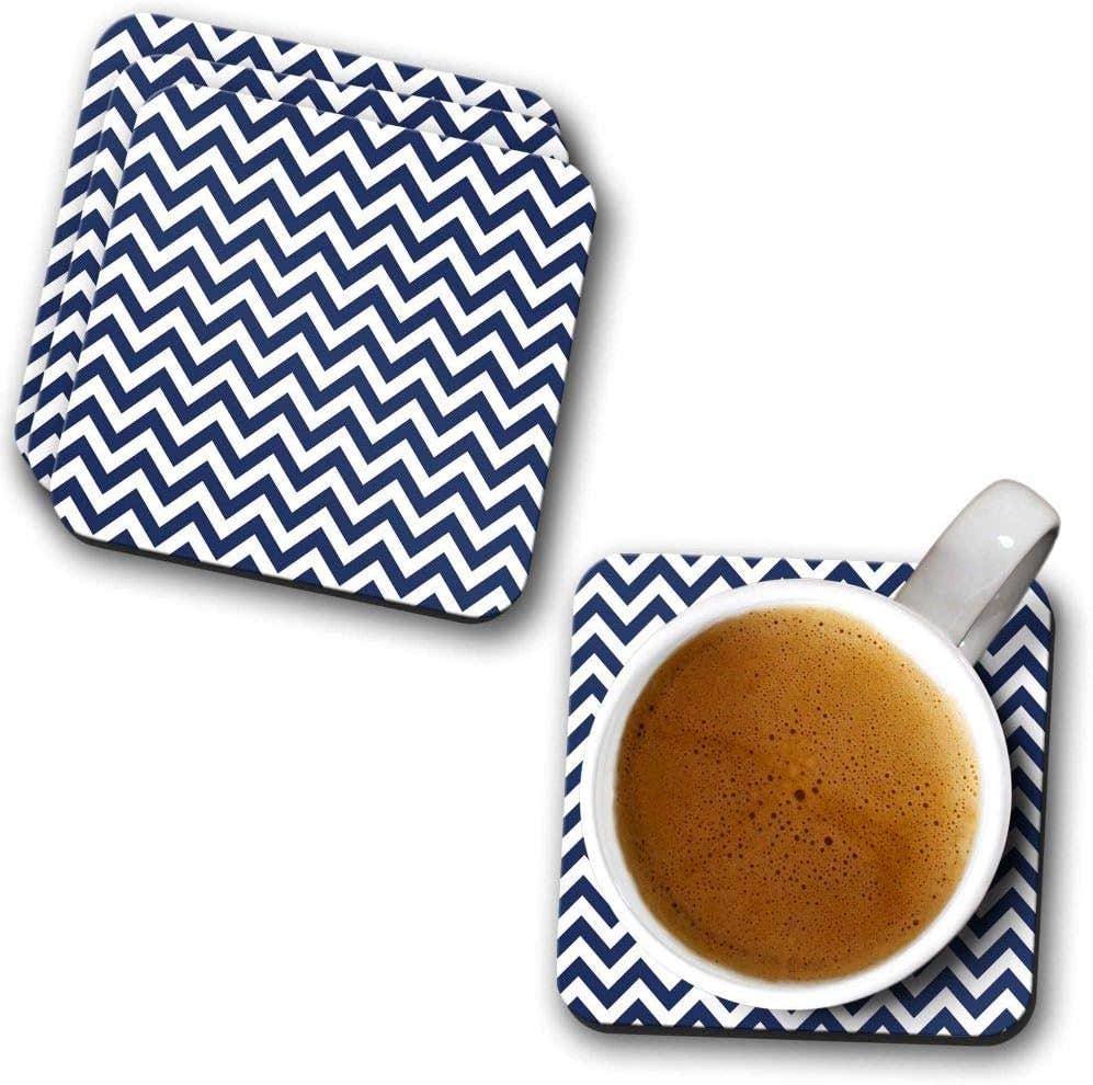 YuBingo Zig Zag Pattern Designer Printed Coasters (MDF Wooden, Set of 6, 9.5x9.5 Cm, Square)