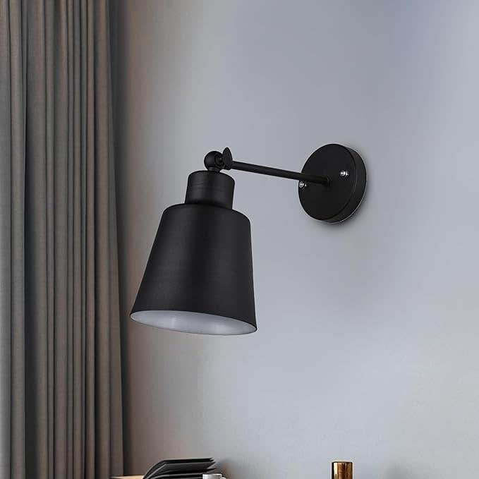Modern Matte Black Adjustable Wall Sconce Light Fixture - Indoor Metal Lamp