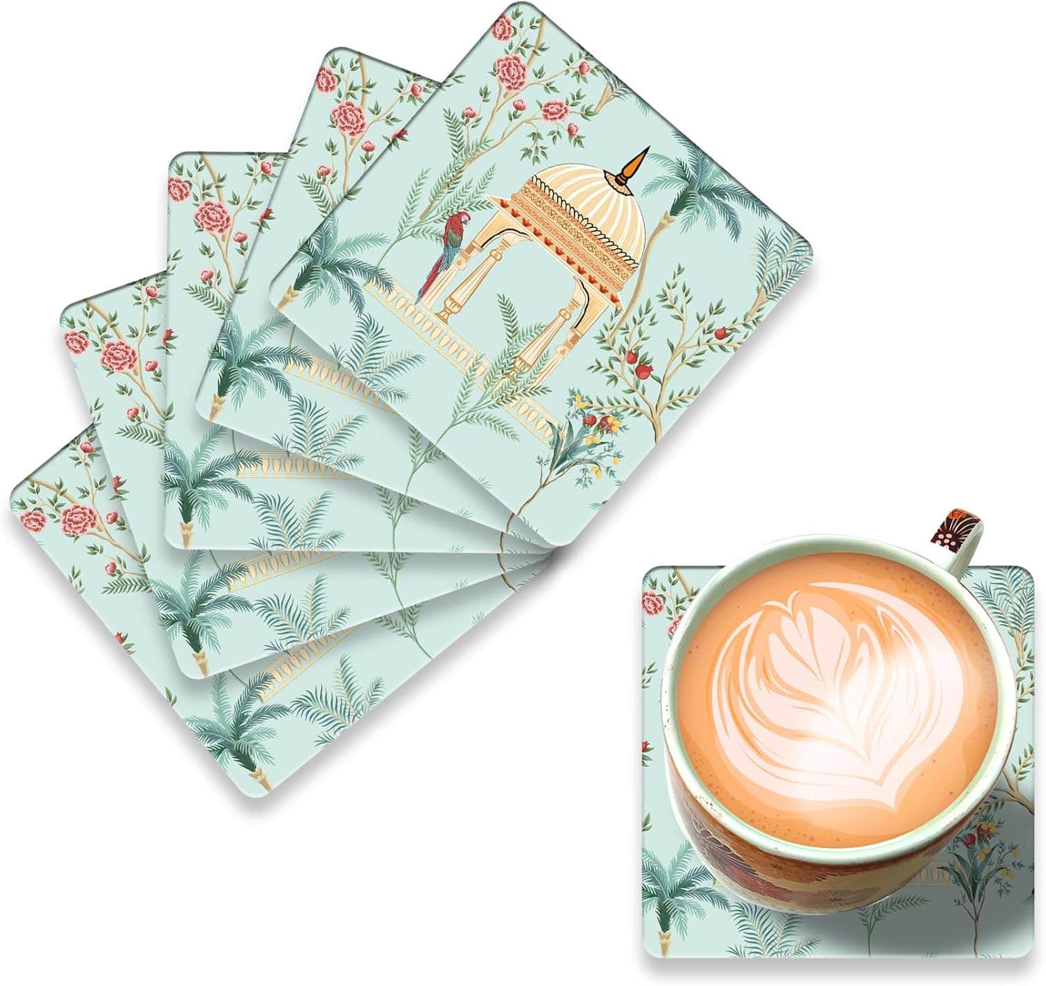Designer Pine Wood Printed Coasters Set of 6-C028