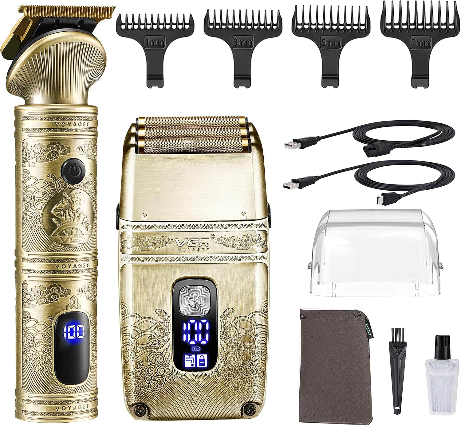 VGR Gifts for him Hair Trimmer & Electric Razor for Men, Foil Shaver, Beard Trimmer, T Liners Barber Kit, Men’s Grooming Kit with Triple Blades Waterproof Cordless