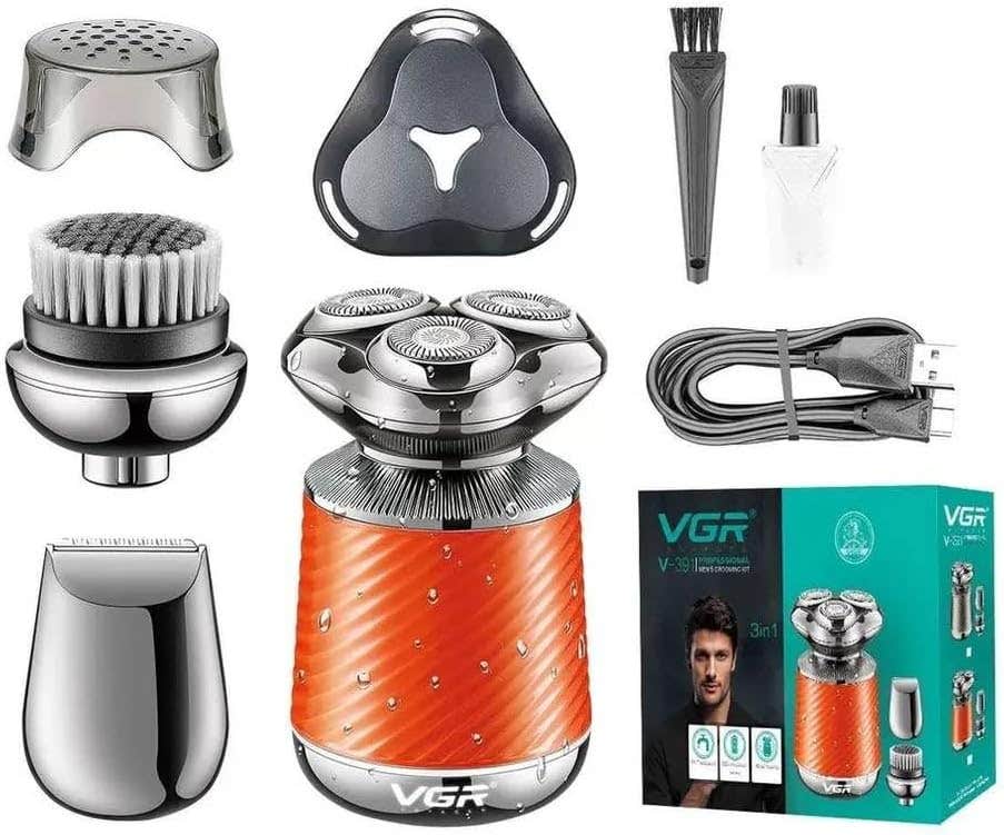 VGR V-391 5W USB 3 in 1 Smart Floating Three-Head Shaver(Orange)