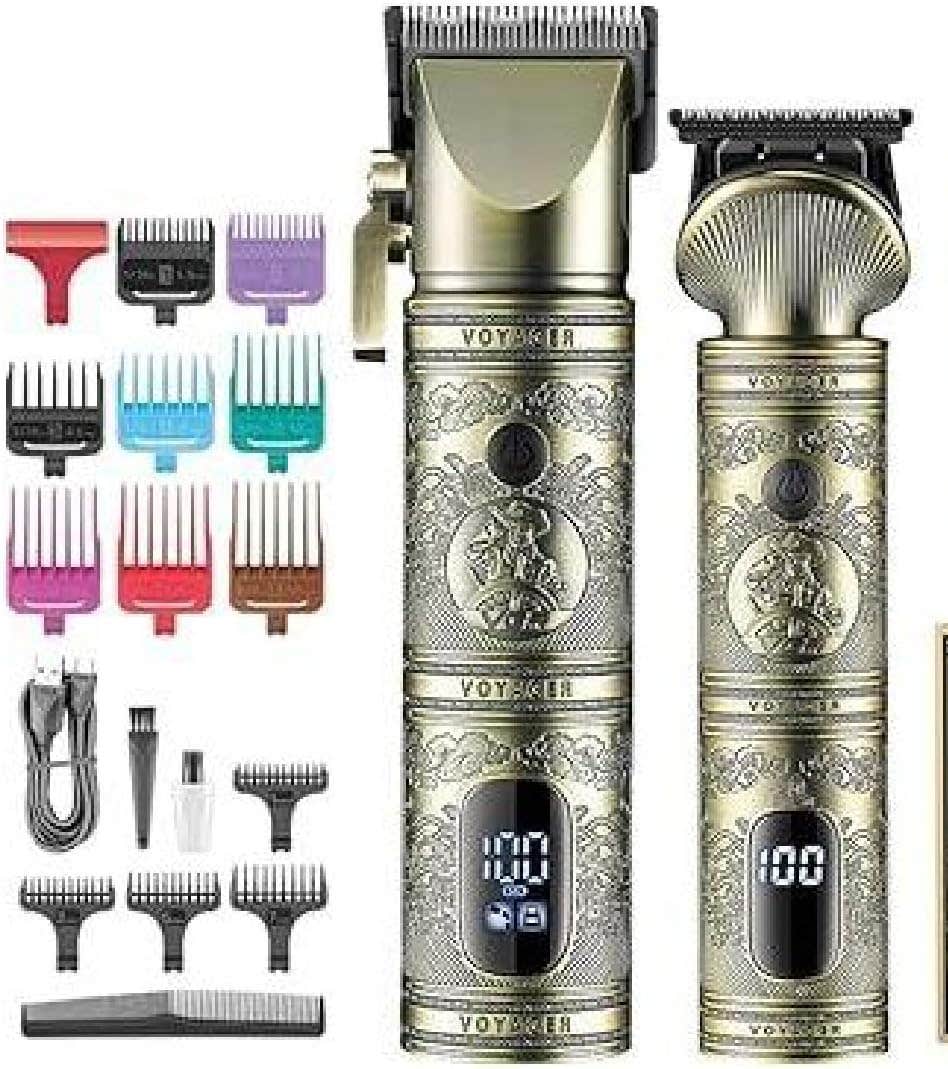 VGR Professional Hair Trimmers Clipper Set with Professional Blades, Rechargeable Battery, Metal Housing, USB Charging, Travel Lock, Cleaning Brush, and Lubricating Oil - V-670