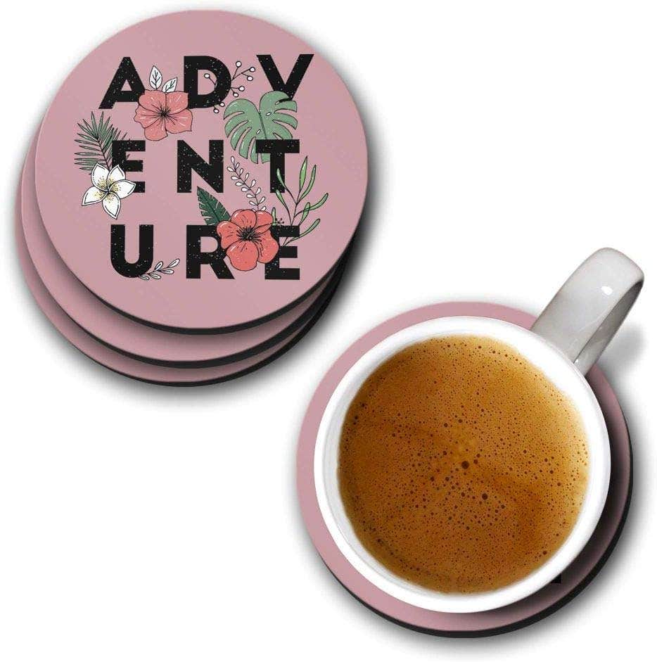 YuBingo Adventure Designer Printed Coasters (MDF Wooden, Set of 6, 9.5 Cm Diameter, Round)