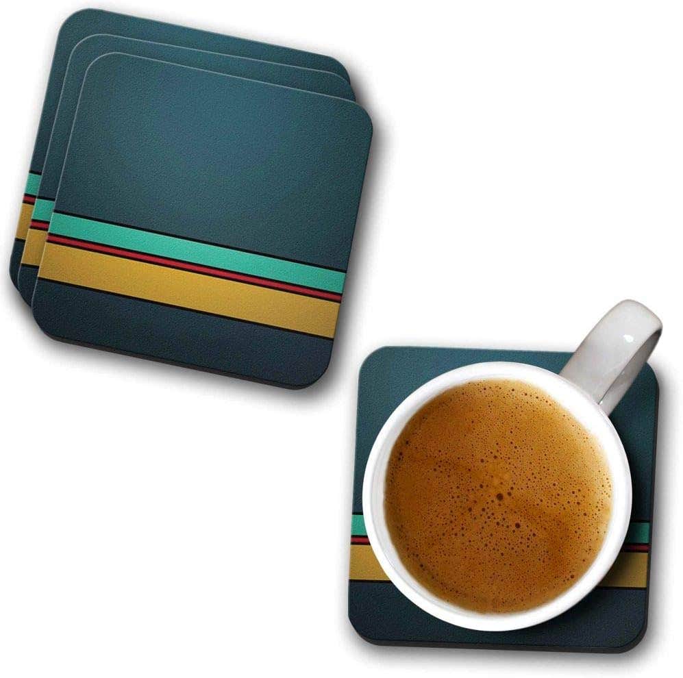 YuBingo Simple Yet Attractive Colour Pattern Designer Printed Coasters (MDF Wooden, Set of 6, 9.5x9.5 Cm, Square)