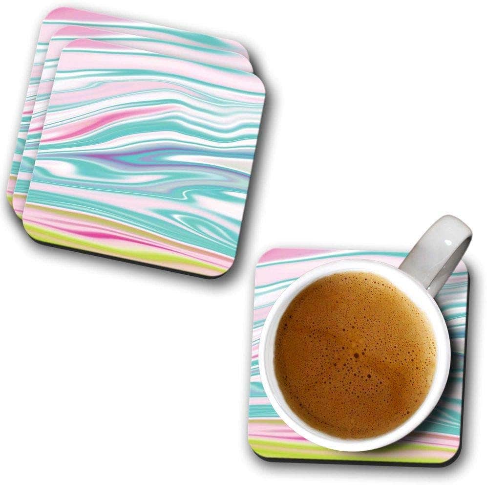 YuBingo Colourful Marble Designer Printed Coasters (MDF Wooden, Set of 6, 9.5x9.5 Cm, Square)