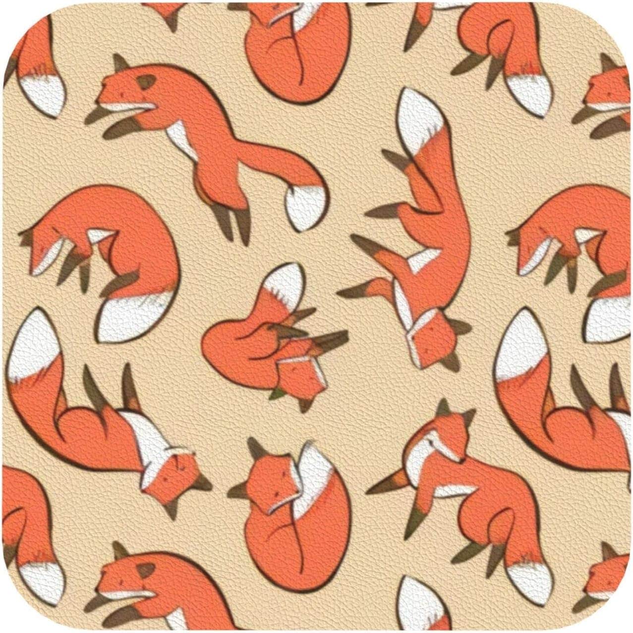 BBYCKS Many Foxes Printed Coasters Set of 6,Light Weight Square Coasters (Home Decor)