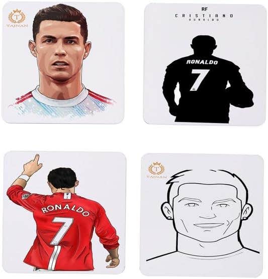 TAJNAN Wooden Coaster Set - Ronaldo 7 Design - Set of 4