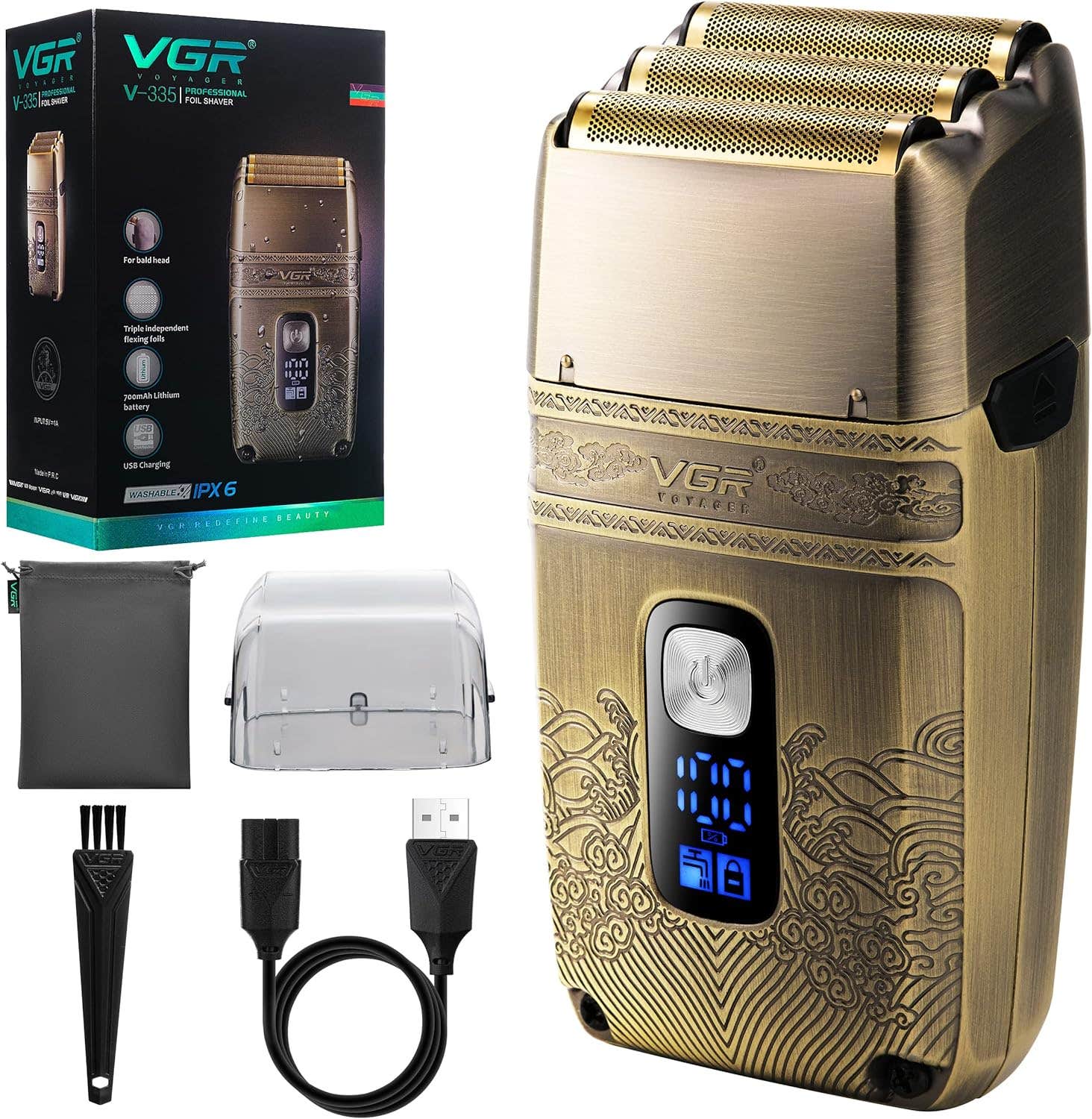 VGR V-335 Titanium Triple Foil Electric Beard Trimmer