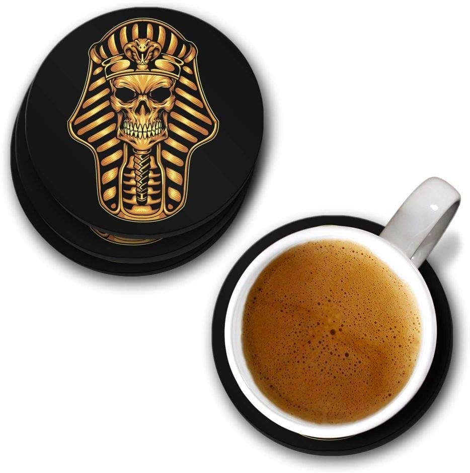 YuBingo The Mummy Skull Designer Printed Coasters (MDF Wooden, Set of 6, 9.5 Cm Diameter, Round)