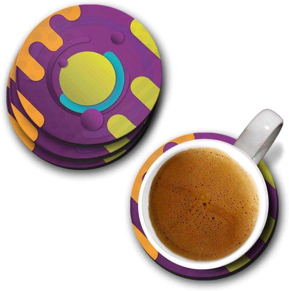 YuBingo Colourful Patterns Designer Printed Coasters (MDF Wooden, Set of 6, 9.5 Cm Diameter, Round)