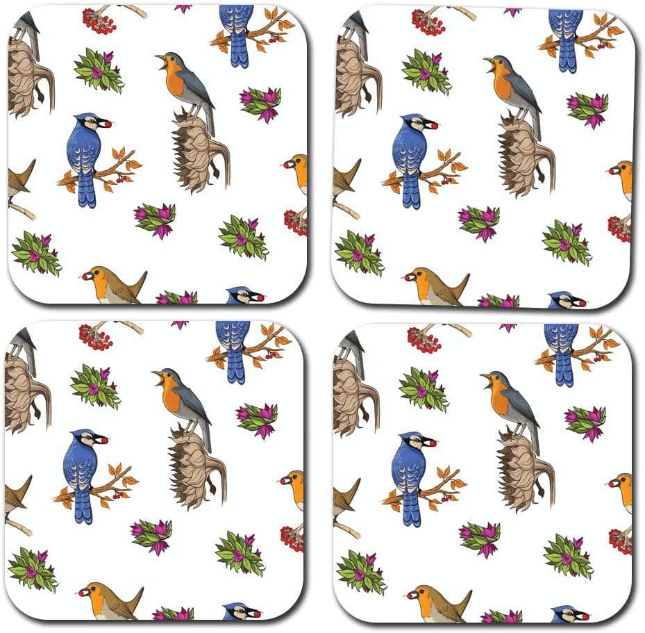 Happu Wooden Printed Coasters Set, Nothing Will Work Design, Square Tea/Coffee Beverage Coasters