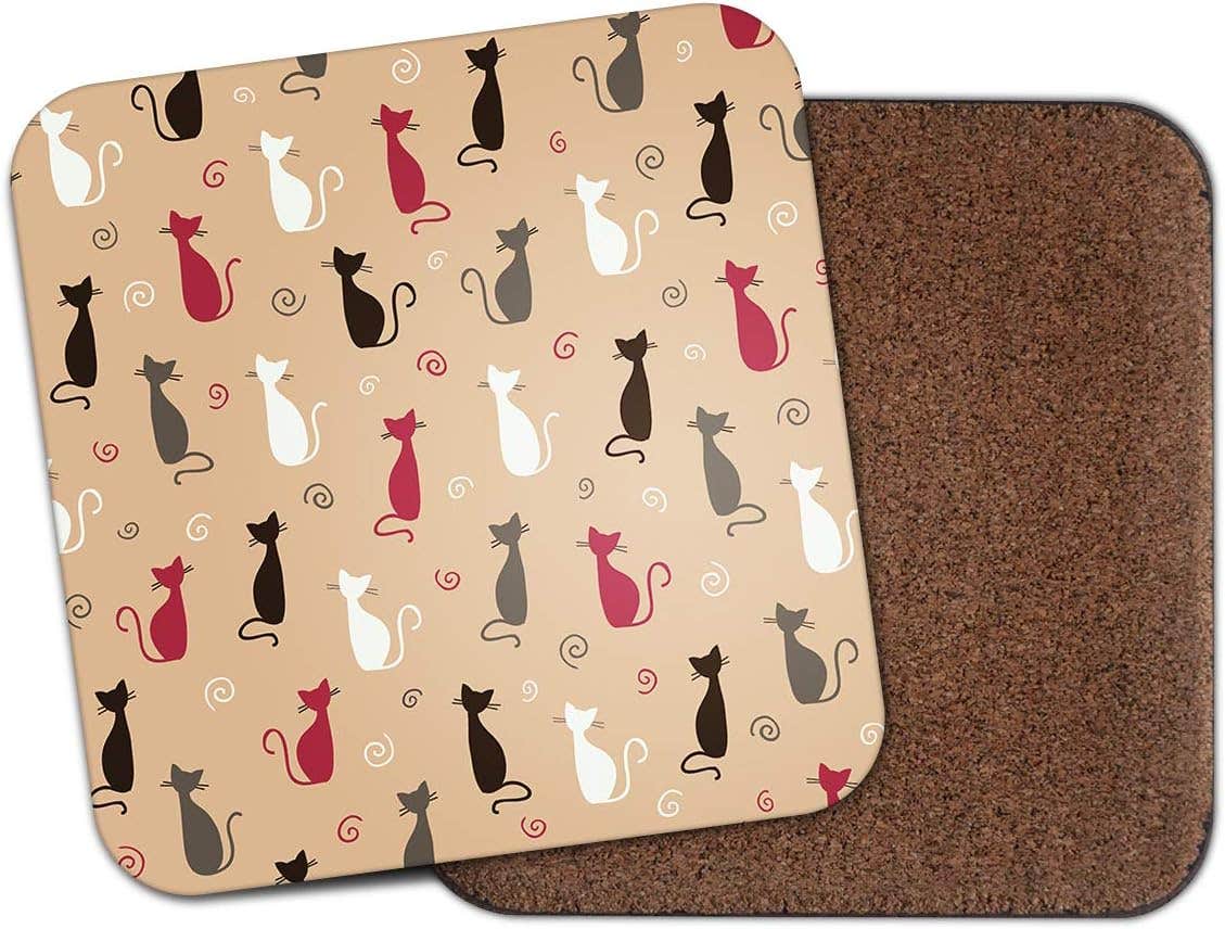 DestinationVinyl 1 x Pretty Cats Print Coaster - Cat Kitten Mum Auntie Fun Pattern Girls #15594