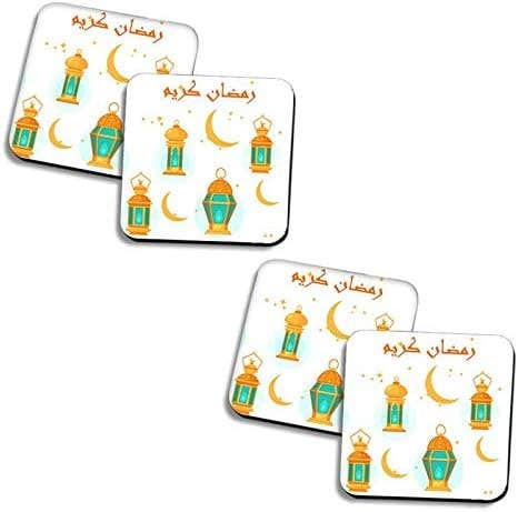 Set of 4 Ramadan wooden coaster printed