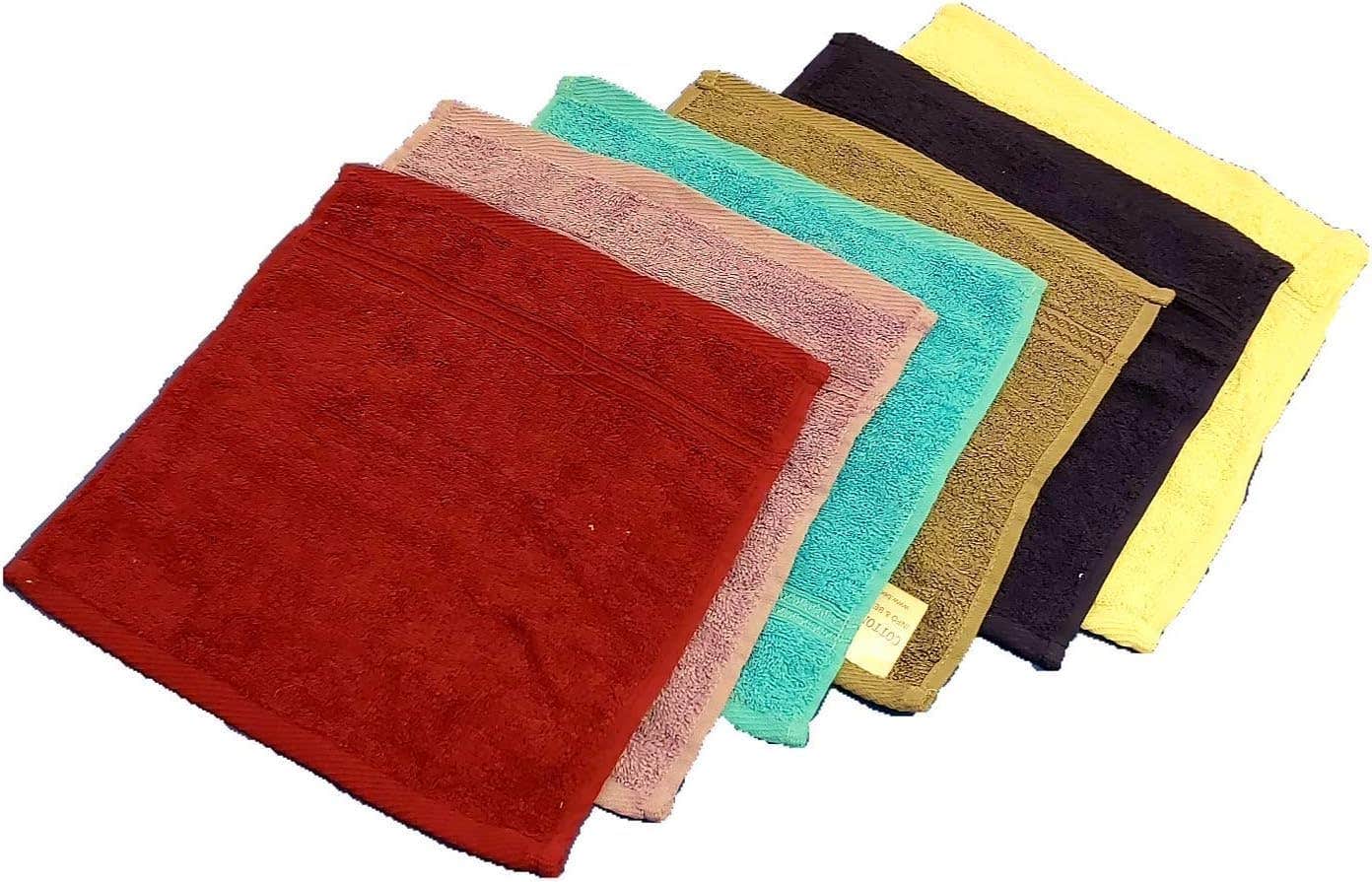 6 Towels 30 * 30-100% Cotton - High Water Absorption (Multicolor)