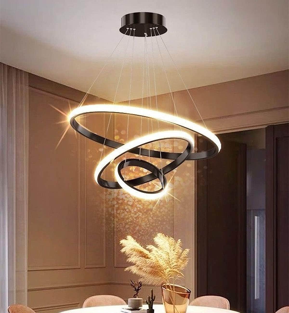 C&C Home Modern LED Pendant Light, Dimmable Chandelier with 3 Colors - White, Warm, Natural