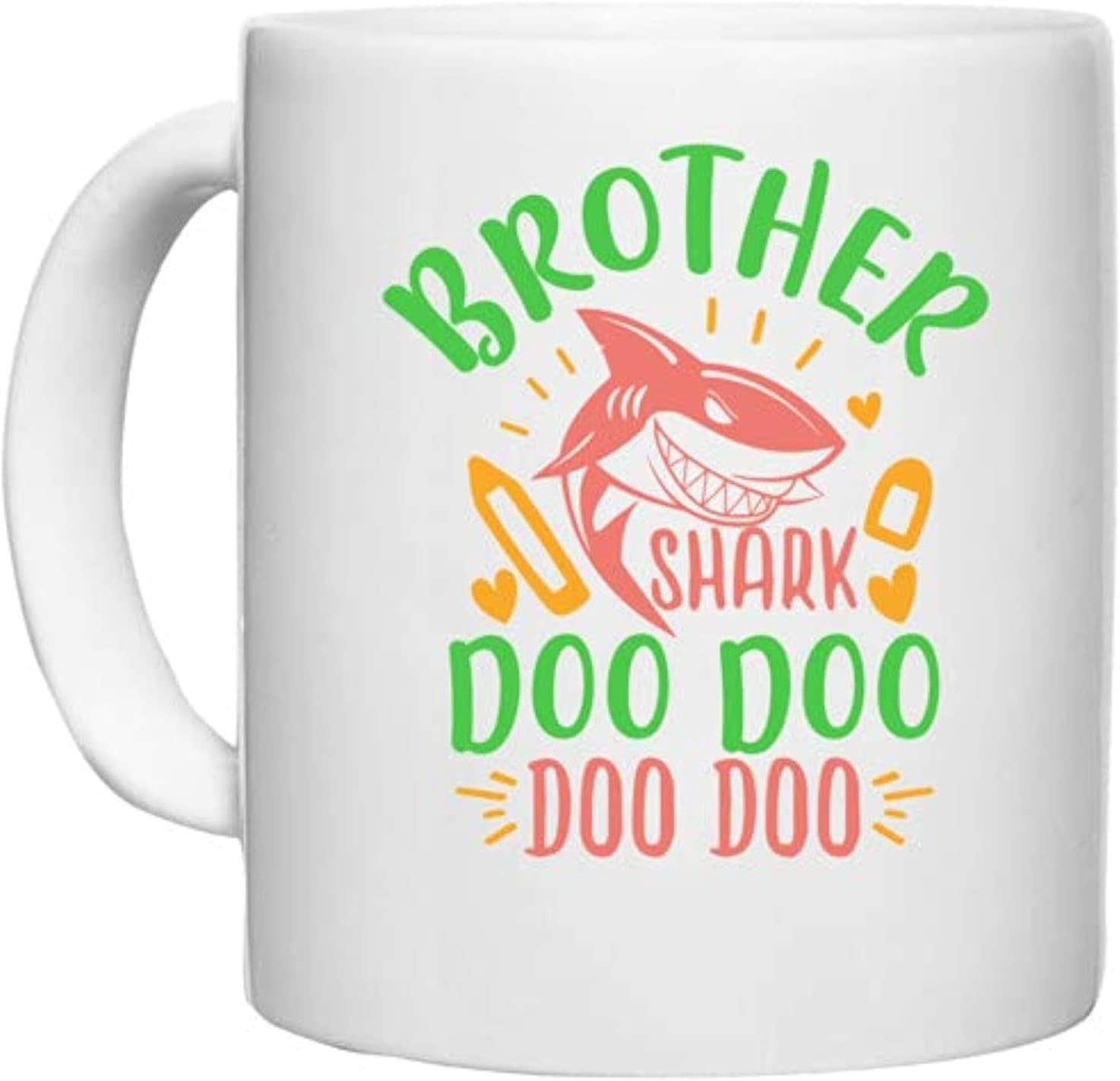 UDNAG White Ceramic Coffee/Tea Mug 'Brother | Brother Shark doo doo' Perfect for Gifting [330ml]