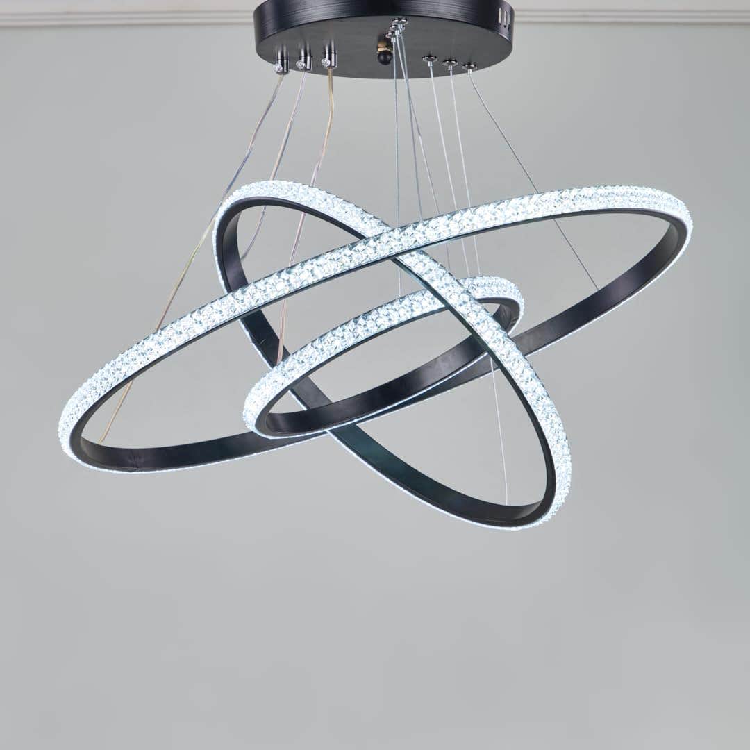 Nagafa Shop Olinda LED Adjustable Ceiling Chandelier Light, 50 cm x 50 cm Size, Black