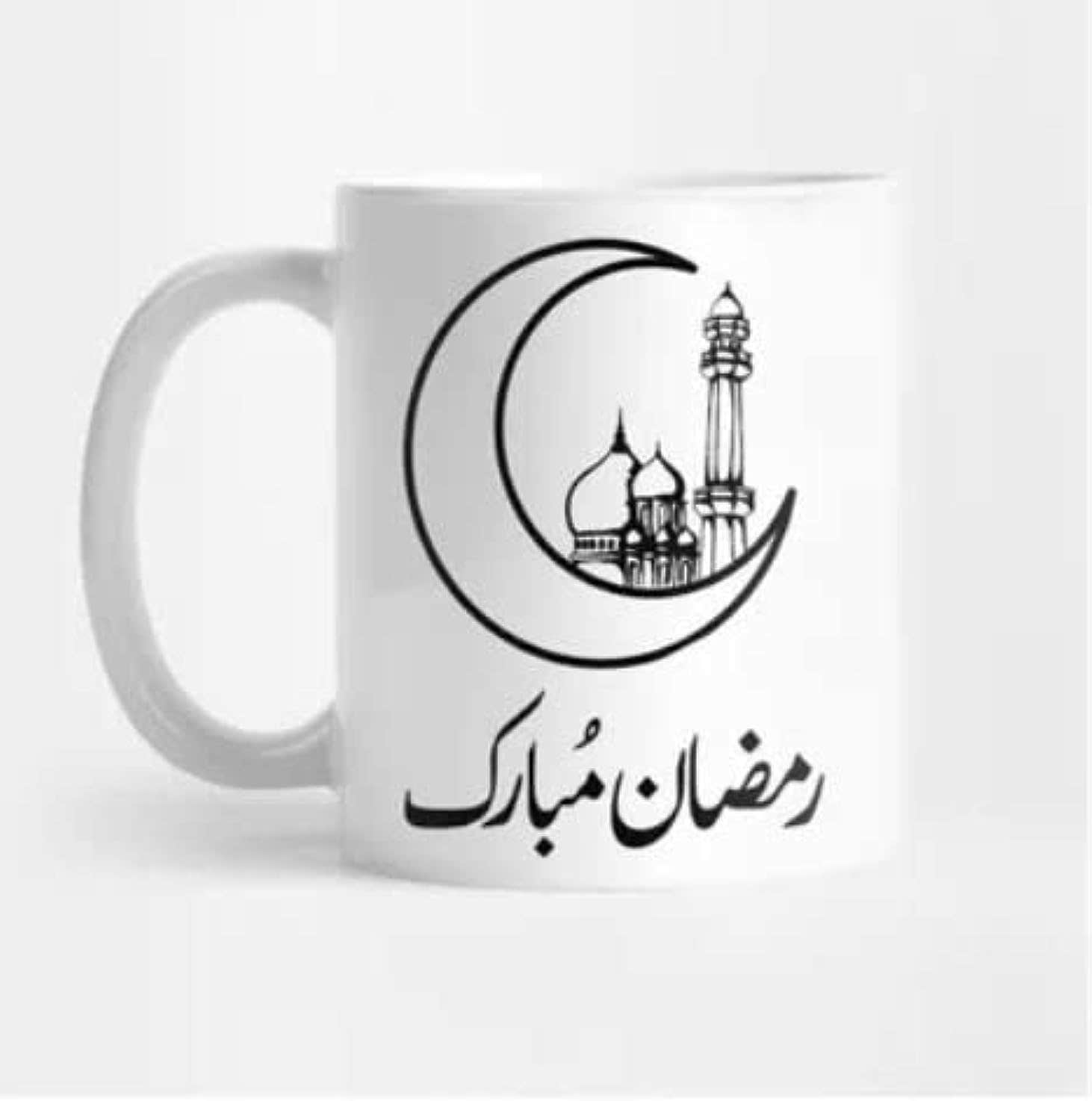 RYN Ramadan Mubarak Ceramic Printed Mug - Multicolor, 100g