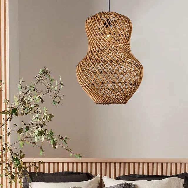 Mishkah Lighting Boho Bamboo Chandelier - Modern Design - Made of Natural Renewed Bamboo