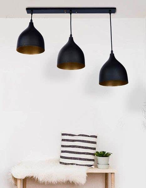 Modern Black Aluminum Triple Ceiling Pendant Light for Living Room - Bulb Included