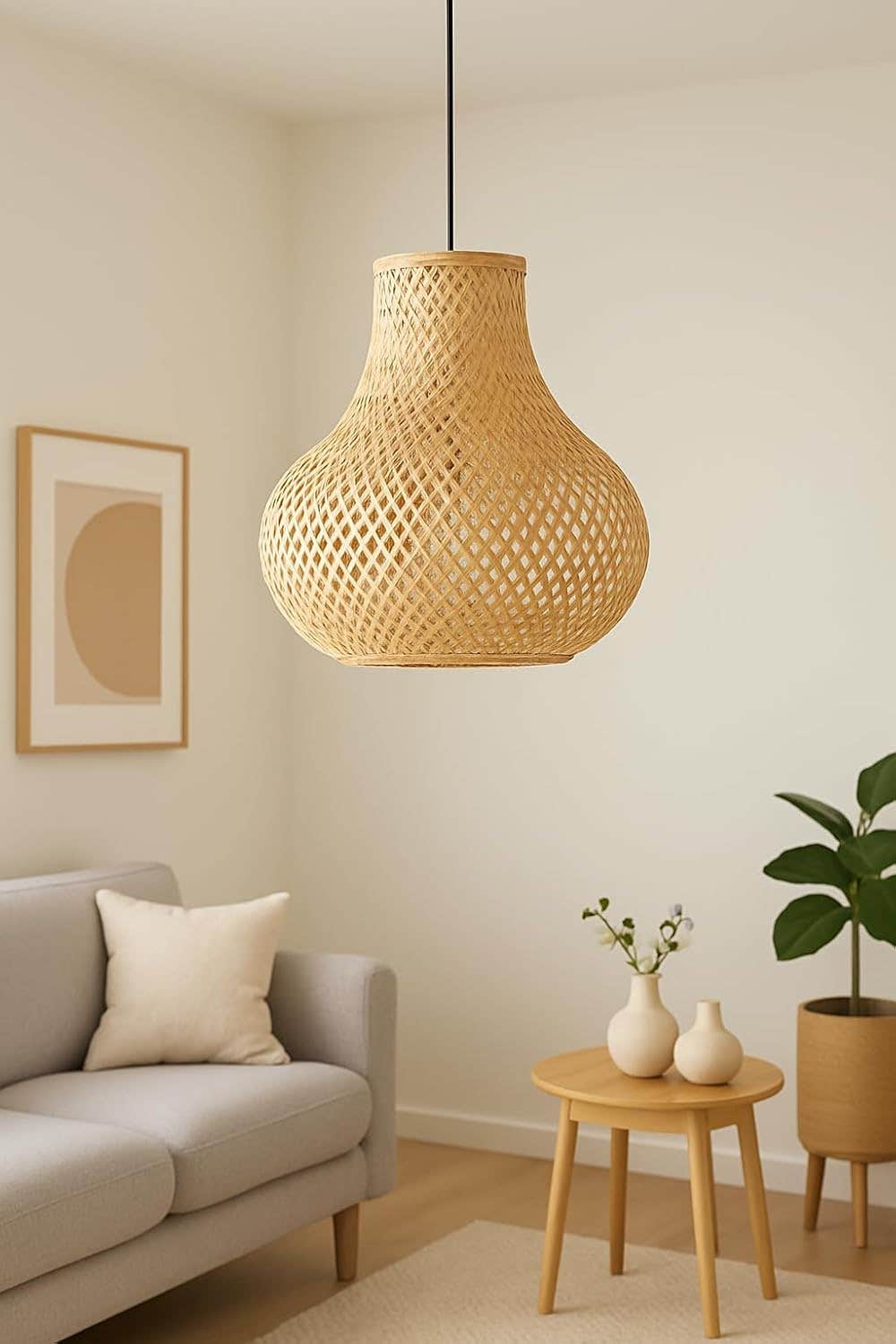Mishkah Lighting Natural Wicker Hanging Chandelier - Decorative Design