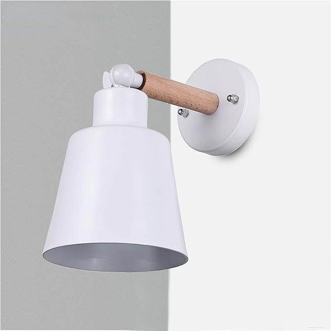 Modern Black Metal and Wood Wall Sconce Light Fixture - Adjustable Head