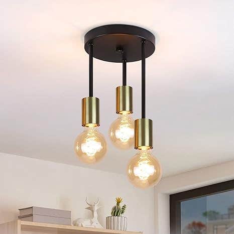 Modern Black and Gold 3-Light Pendant for Kitchen, Dining Room