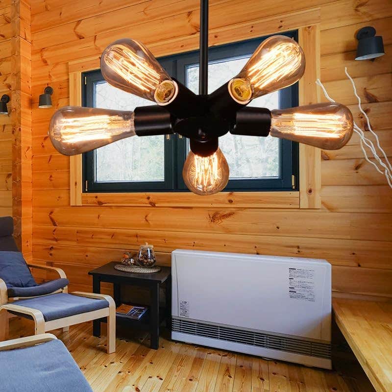Modern Black Metal 5-Light Sputnik Chandelier - Industrial Vintage Ceiling Light