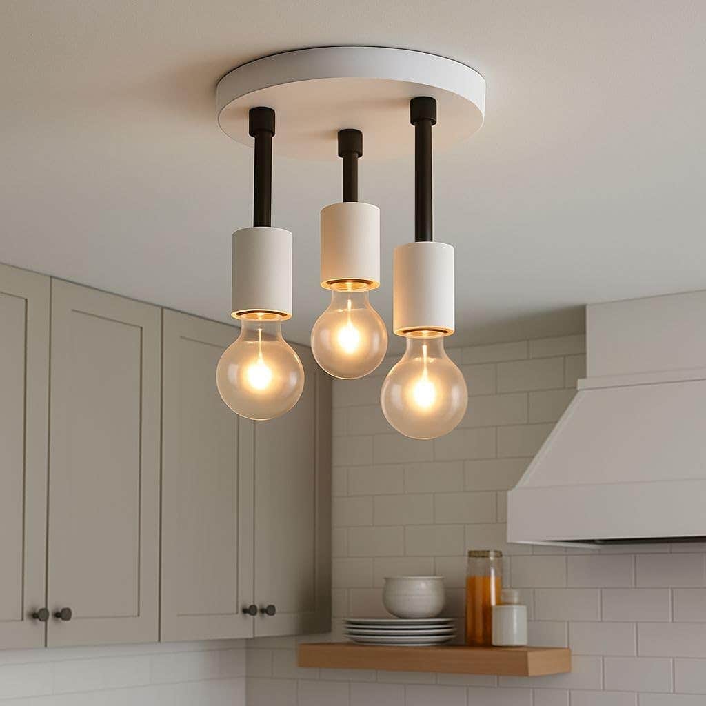 Modern Three-Light Black and White Ceiling Lamp | Metal | 60x60x120 cm