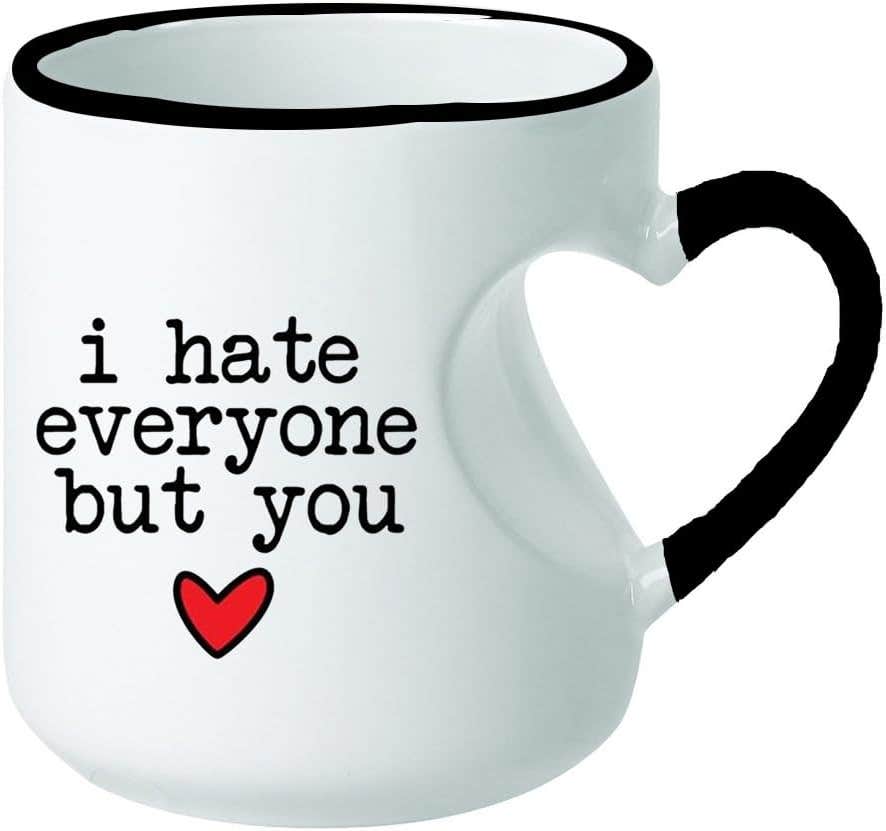 Heart Cupart Ceramic Mug - Valentine Gift, White - 300ml Capacity - Travel Friendly