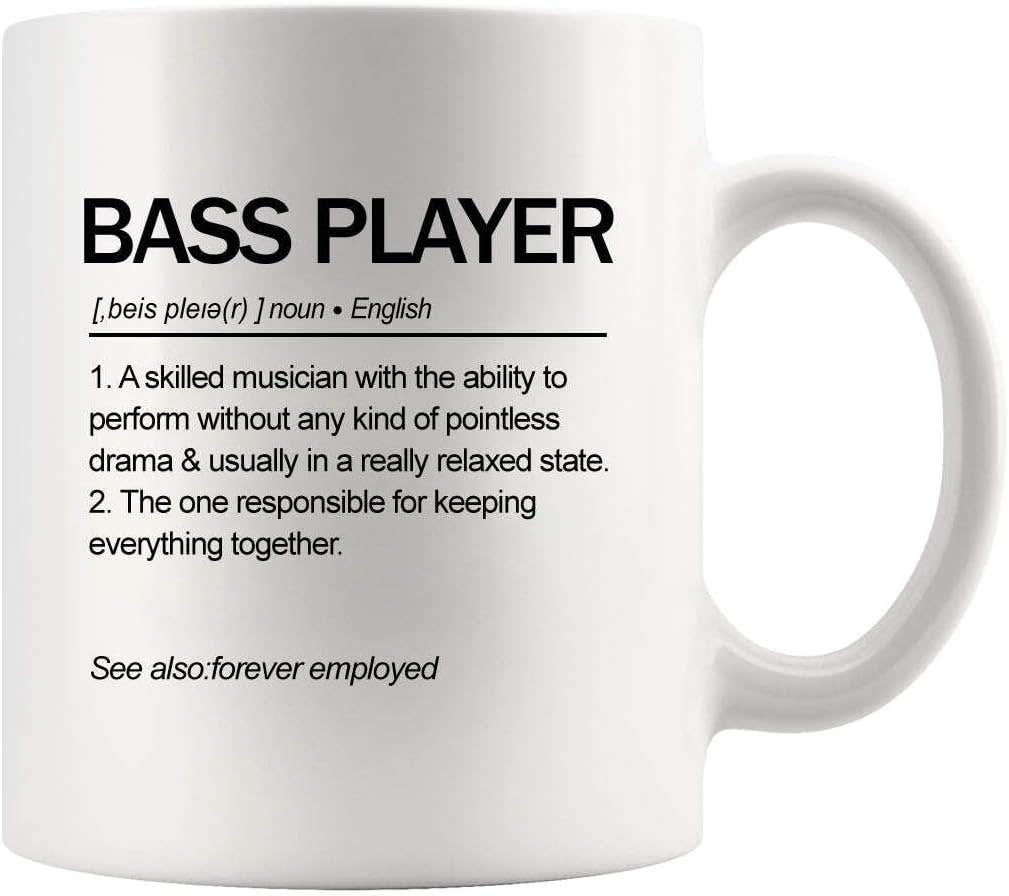 Panvola Bass Player Definition Ceramic Mug - White 11 oz
