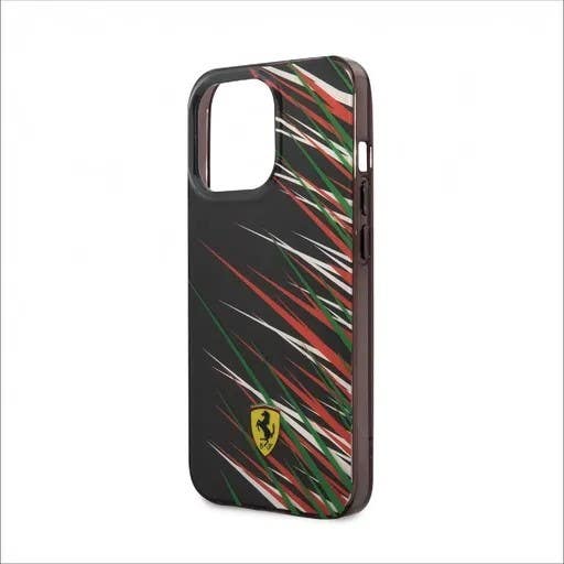 Ferrari PC/TPU Case With Double Layer Grass Print For iPhone 14 - Black [ FEHCP14SYPEK ]