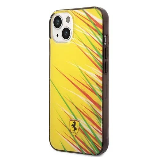 Ferrari PC/TPU Case With Double Layer Grass Print For iPhone 14 - Yellow [ FEHCP14SYPEY ]