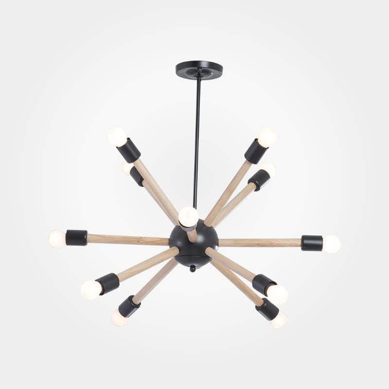 Modern Black Sun 12 Light Chandelier Black-No Bulbs