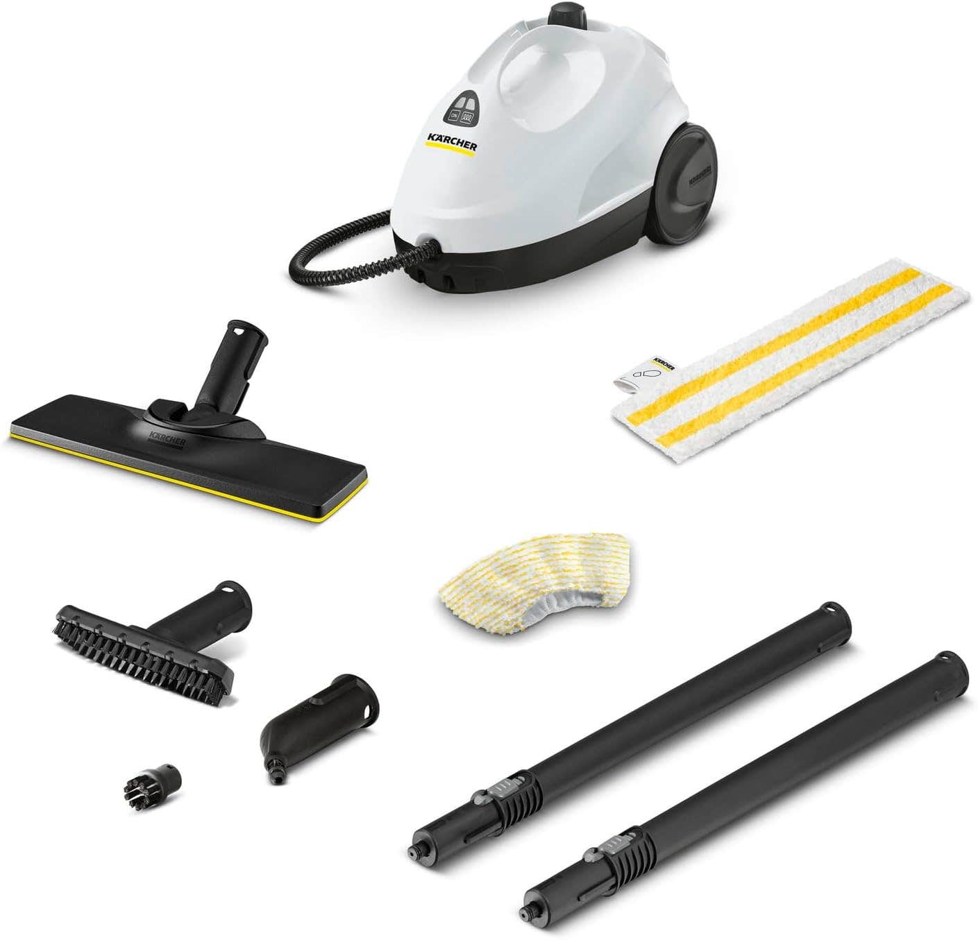 Kaercher steam cleaner SC 2 EasyFix (surface per tank filling: about 75 m2, heating time: 6.5 min, light and compact, accessory storage, parking mode, flexible nozzle joint, additional accessories)