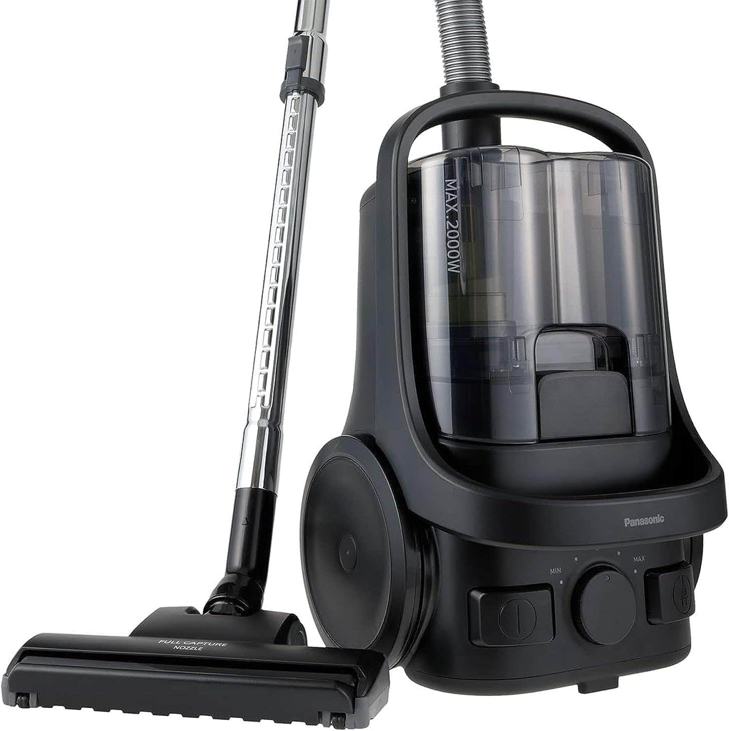 Panasonic Bagless Canister Vacuum, 2000W, MC-CL605K349, Dust Capacity 2.2L, HEPA Filter,Full Capture Nozzle, Curtain Nozzle, AC Duct Cleaning Nozzle, Made in Malaysia- 1 Year Warranty