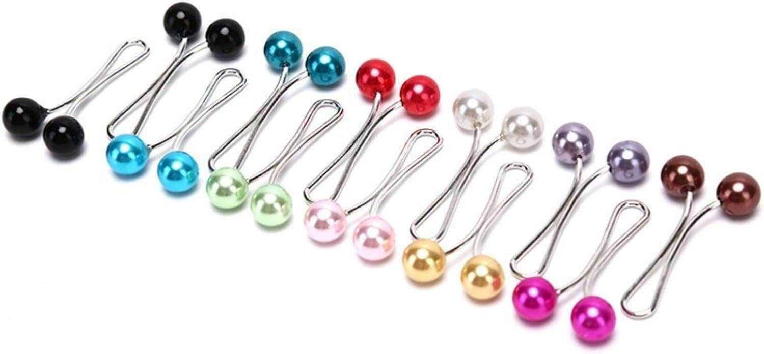 Swanswick Pearl Ball Hijab Pins Set of 12 - Multi-Colour Clips with Decorative Beads