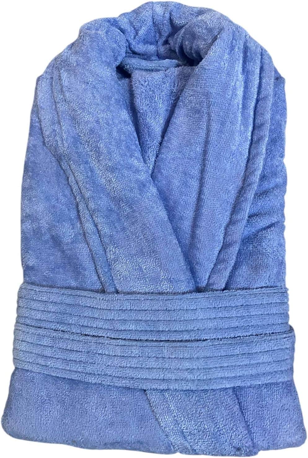 Luxury Cotton Bathrobe, Blue, One Size Elegant Cotton Bath Sheer, Modern Design, Soft Fabric Qadrh High Water Absorption and Drying