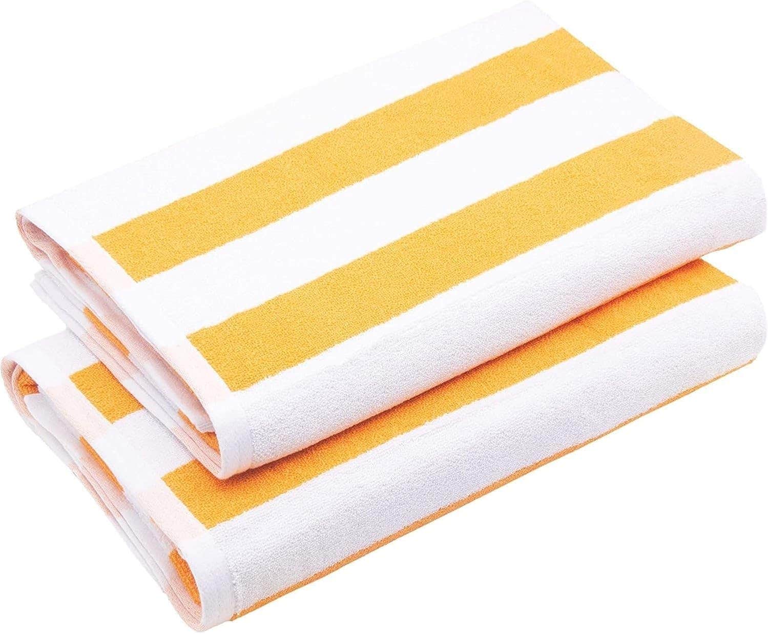 Striped Beach Towels, White & Yellow, Premium Cotton, 1 Piece M x 180cm Fits Many Purposes for Shower and Beach Large Size Alternative to Prince