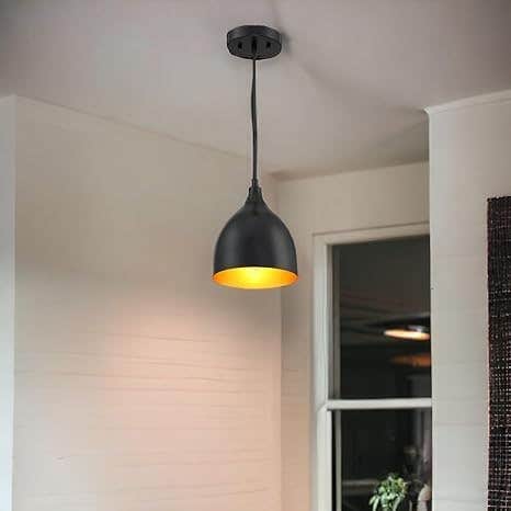 Modern Black Pendant Light Fixture - Metal - Adjustable Cord - Dining Room Lighting